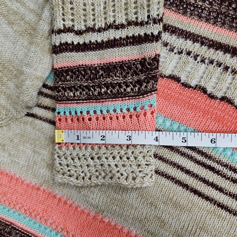 Eyeshadow Multicolor Striped Women's Poncho Open Front Patterned Cardigan - Picture 10 of 12
